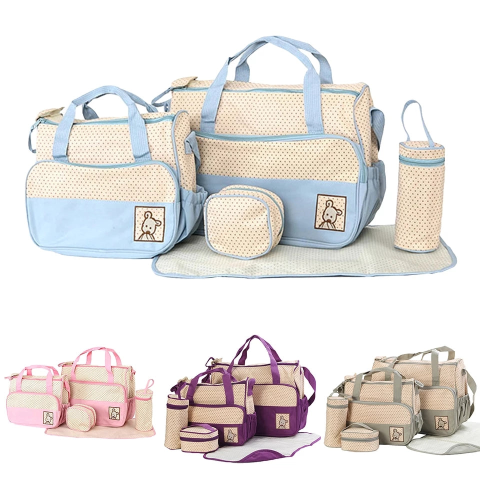 5 Pieces Nappy bags light blue assorted