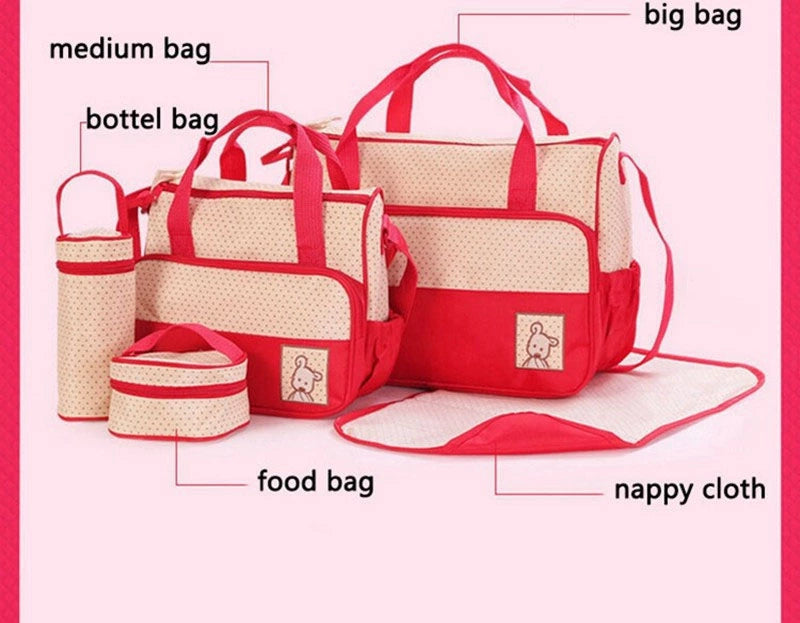 5 Pieces Nappy bags red set