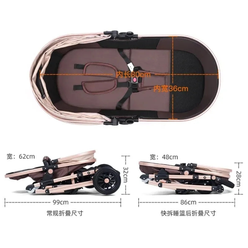 V6 Baby Stroller 2 in 1 size
